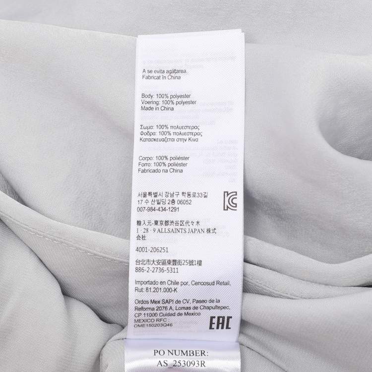 Pre Owned All Saints Grey Satin Cancity Dress S