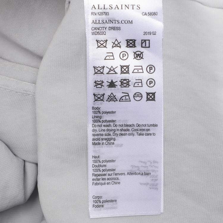 Pre Owned All Saints Grey Satin Cancity Dress S