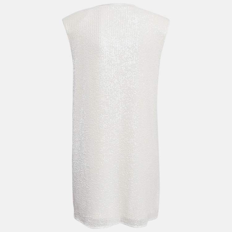 Pre Owned All Saints White Sequin and Knit Juela Mini Dress M