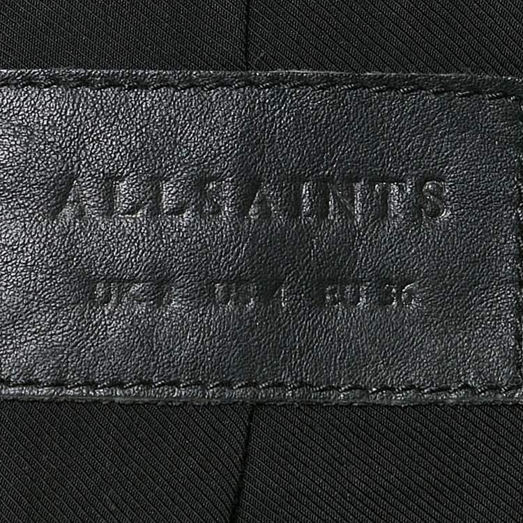 Pre Owned All Saints Black Leather Zip-Up Tassel Detail Balfern Biker Jacket S