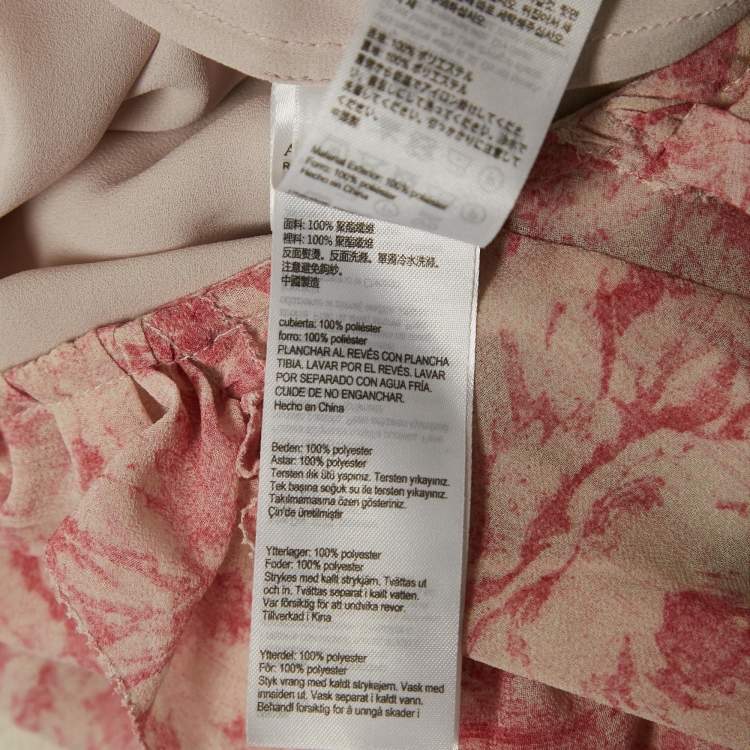 Pre Owned All Saints Pink Printed Crepe Ruffled Flora Rosa Playsuit M