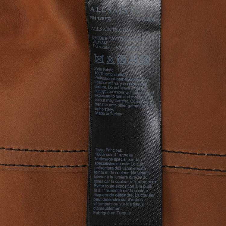 Pre Owned All Saints Metallic Brown Leather Double Breasted Jacket S