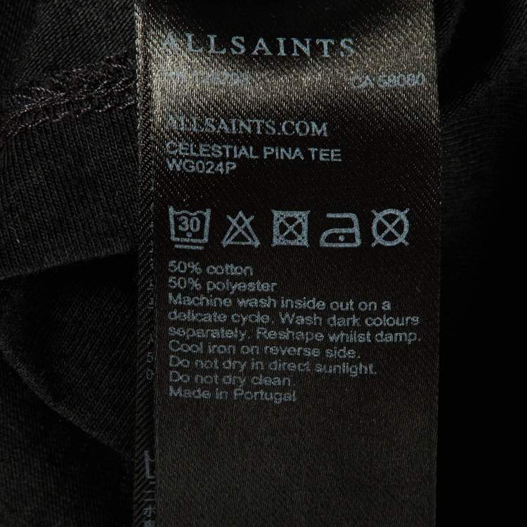 Pre Owned All Saints Black Celestial Print Jersey T-Shirt S
