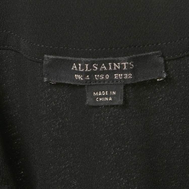 Pre Owned All Saints Black Crepe Belted Cropped Hailey Jumpsuit XS  