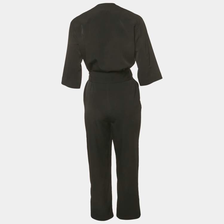 Pre Owned All Saints Black Crepe Belted Cropped Hailey Jumpsuit XS  