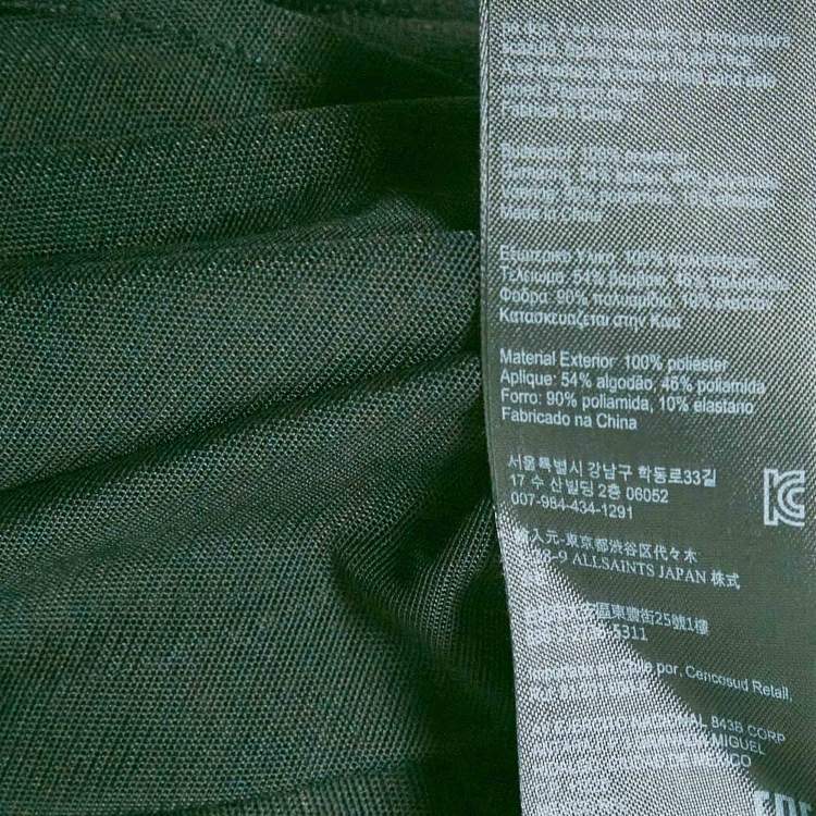 Pre Owned All Saints Black Satin Lace Trim Bridgette Midi Skirt S