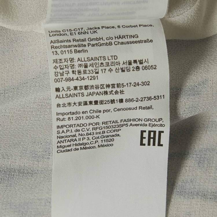 Pre Owned All Saints Blue/White Printed Cotton Dalia Oceano Midi Dress S
