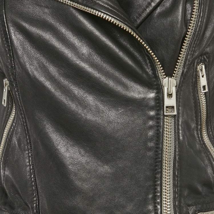 Pre Owned All Saints Black Leather Conroy Biker Jacket S
