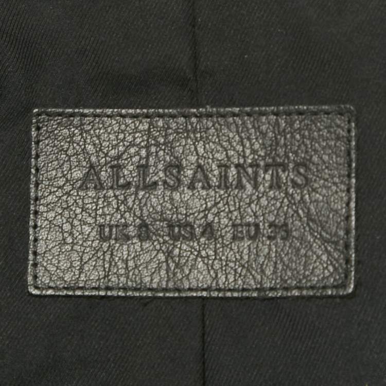 Pre Owned All Saints Black Leather Conroy Biker Jacket S
