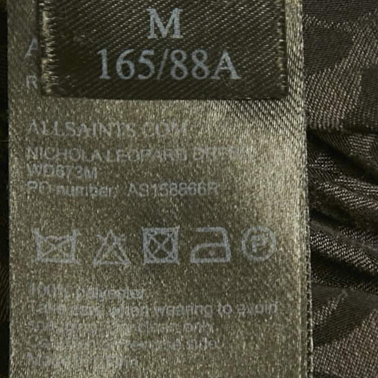 Pre Owned All Saints Grey Nichola Leopard Print Crepe Mini Dress M