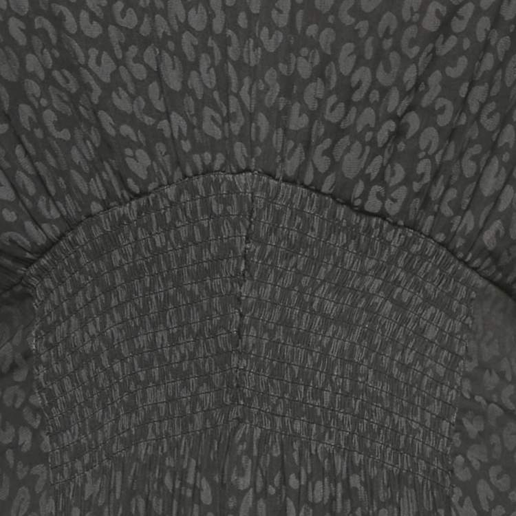 Pre Owned All Saints Grey Nichola Leopard Print Crepe Mini Dress M