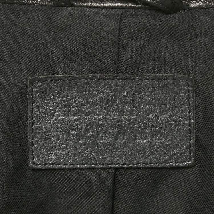 Pre Owned All Saints Black Leather Conroy Biker Jacket L