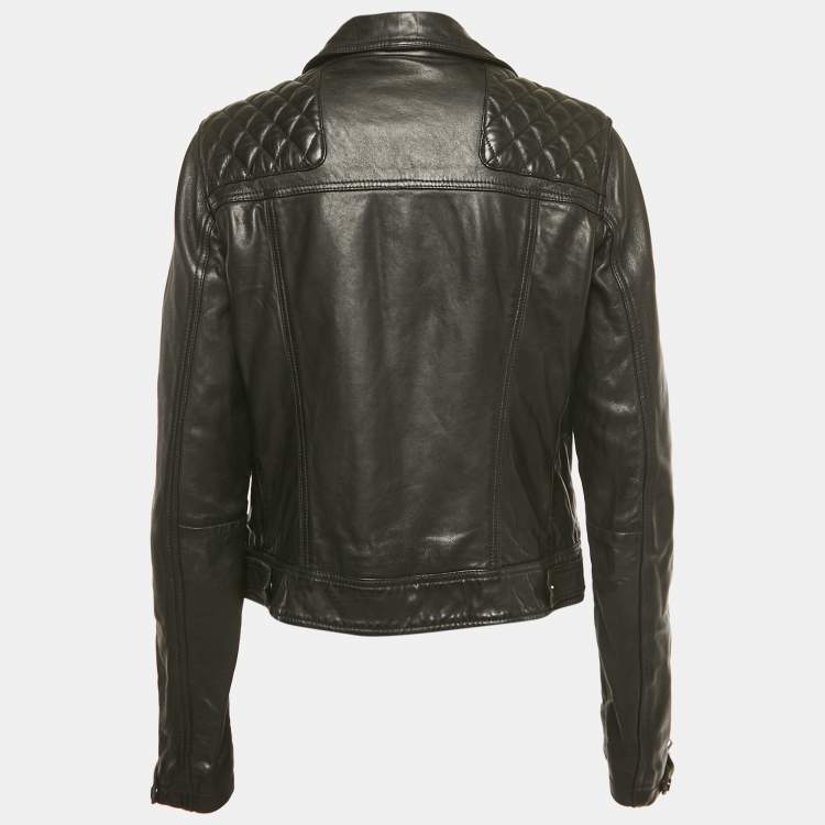 Pre Owned All Saints Black Leather Conroy Biker Jacket L