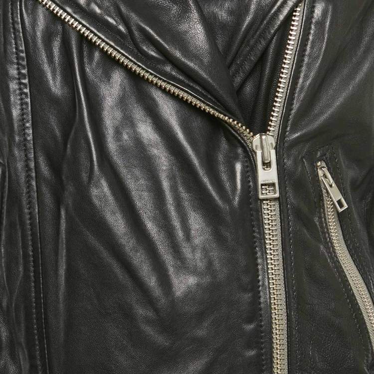 Pre Owned All Saints Black Leather Conroy Biker Jacket L