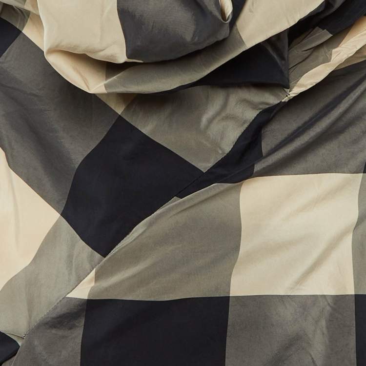 مملوكة مسبقًا All Saints Vintage Grey/Black Checkered Silk Midi Dress M