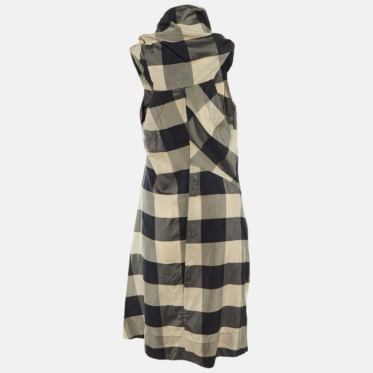 مملوكة مسبقًا All Saints Vintage Grey/Black Checkered Silk Midi Dress M