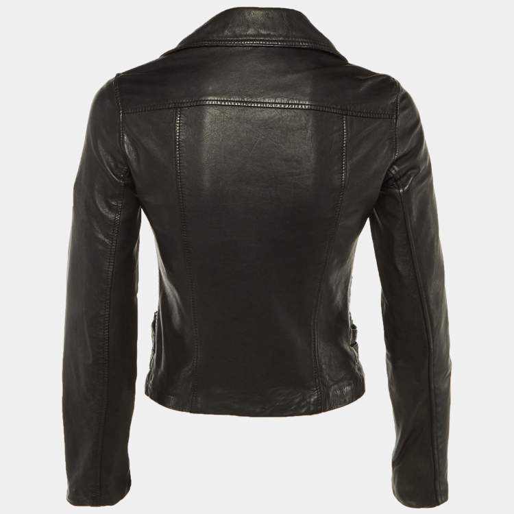 Pre Owned All Saints Black Leather Prescott Biker Jacket S