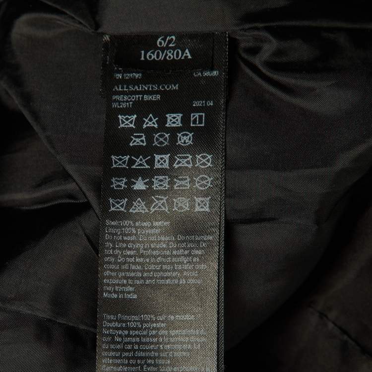 Pre Owned All Saints Black Leather Prescott Biker Jacket S