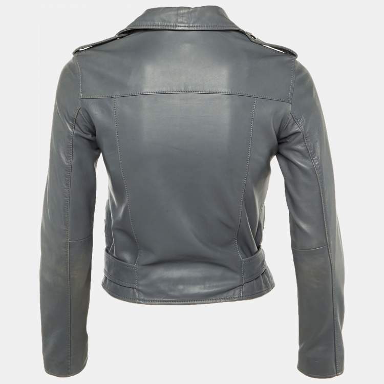 Pre Owned All saints Grey Leather Balfern Biker Jacket S