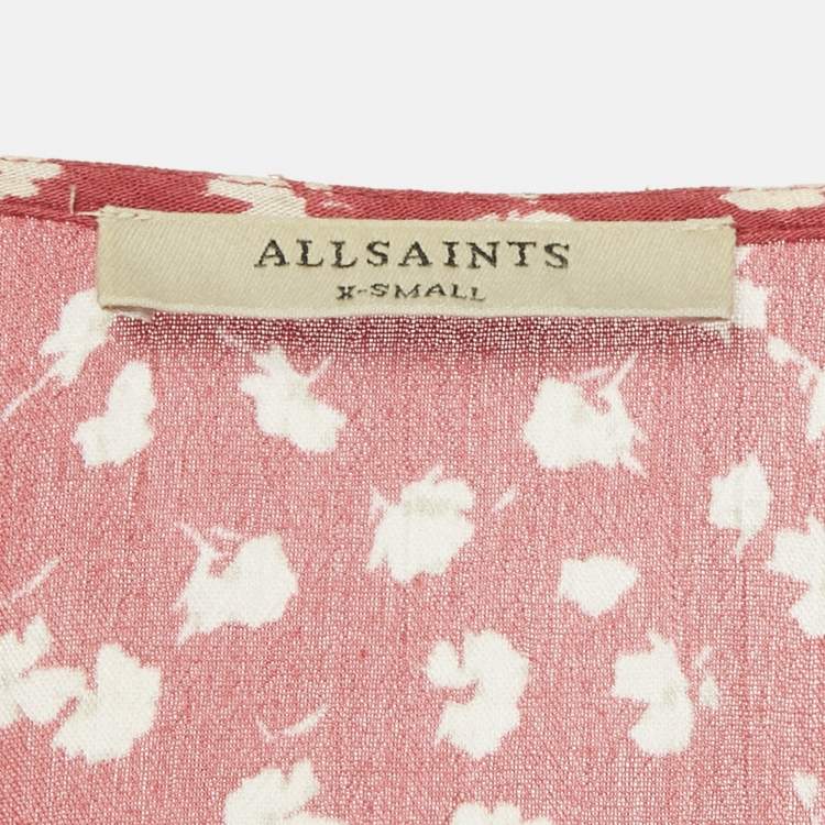 Pre Owned All Saints Pink Floral Print Crop Wrap Top XS