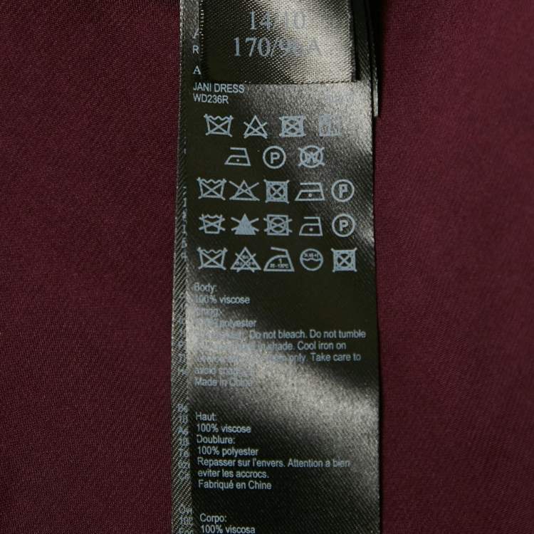 Pre Owned All Saints Burgundy Chiffon Pleated Midi Jani Dress L