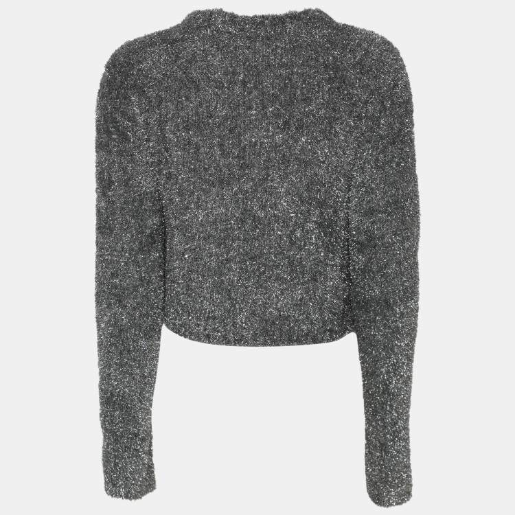 Pre Owned All Saints Silver/Grey Lurex Knit Tops M