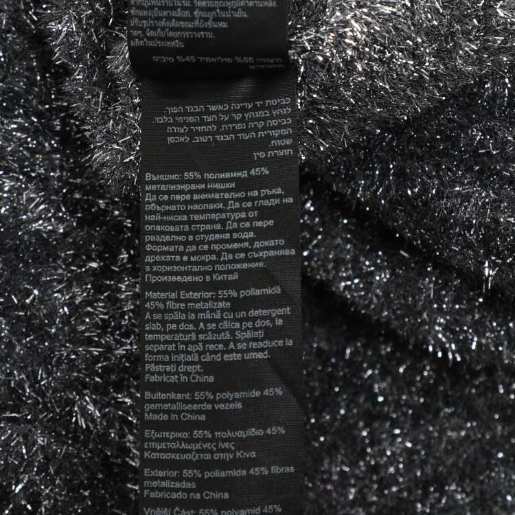 Pre Owned All Saints Silver/Grey Lurex Knit Tops M