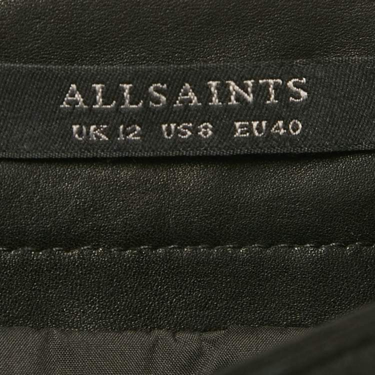 مملوكة مسبقًا All Saints Black Leather Lyra Star Skirt M