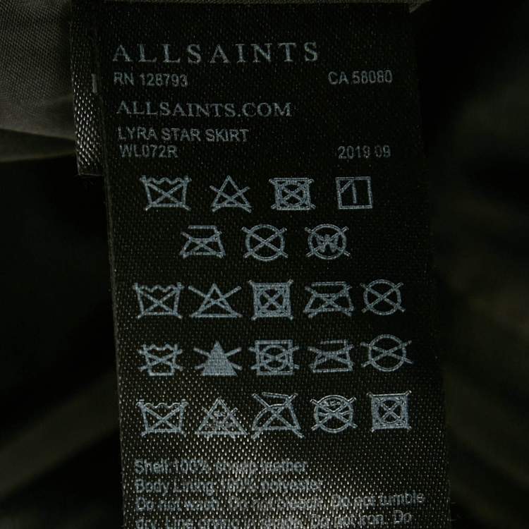 مملوكة مسبقًا All Saints Black Leather Lyra Star Skirt M