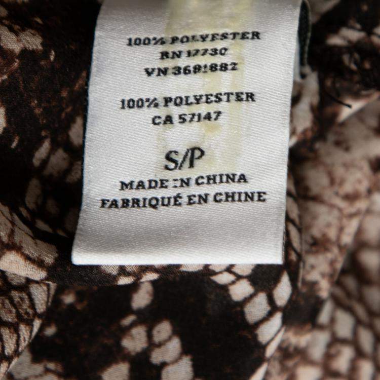 Pre Owned Altuzarra Brown Python Print Chiffon Bow Tie Detail Blouse S 