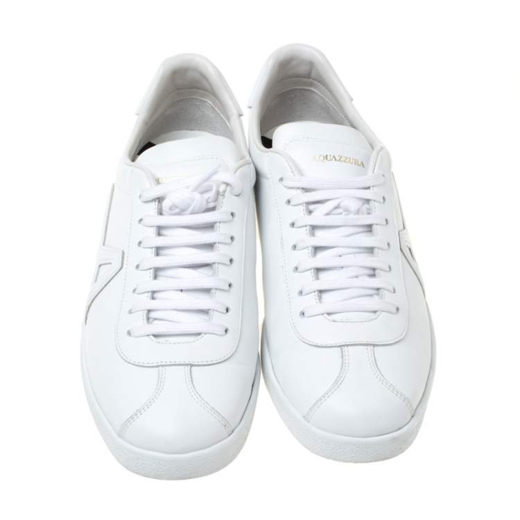 Pre Owned Aquazzura White Leather The A Lace Up Low Top Sneaker Size 40