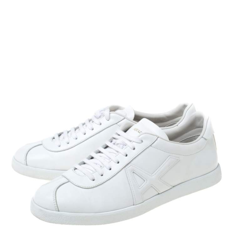Pre Owned Aquazzura White Leather The A Lace Up Low Top Sneaker Size 40