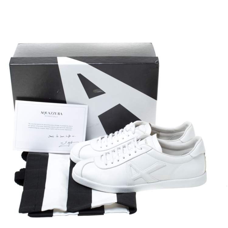 Pre Owned Aquazzura White Leather The A Lace Up Low Top Sneaker Size 40