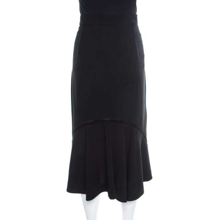 Pre Owned Altuzarra Black Crepe Bead Embellished Welkes Midi Skirt L