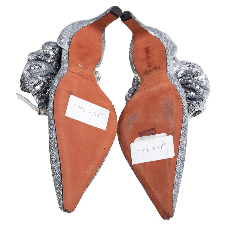Pre Owned Altuzarra Silver Sequin George D'orsay Pumps Size 37
