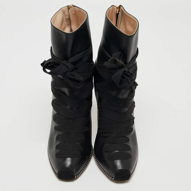 Pre Owned Altuzarra Black Leather Ankle Boots Size 39