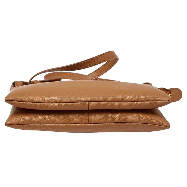 Pre Owned Alviero Martini 1A Classe Tan Geo Print Coated Canvas and Leather Zip Shoulder Bag