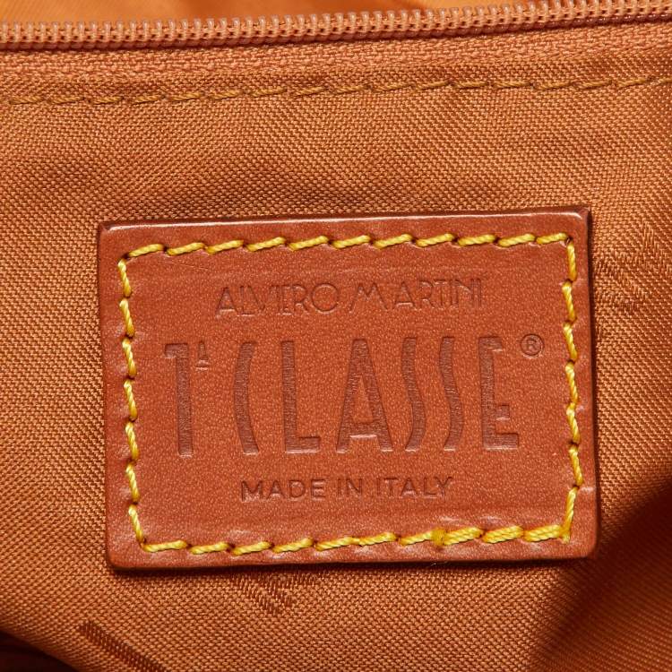 Pre Owned Alviero Martini 1A Classe Beige/Brown Geo Print Coated Canvas,Canvas and Leather Satchel