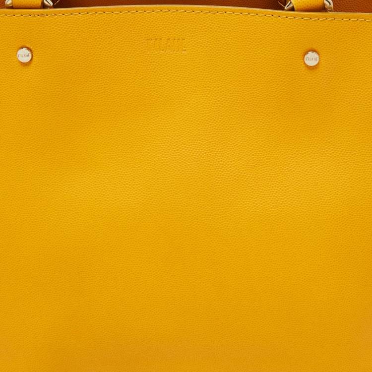Pre Owned Alviero Martini 1A Classe Yellow Geo Print Coated Canvas and Leather Tote