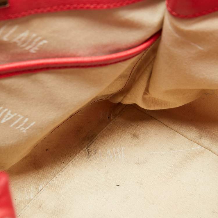 Pre Owned Alviero Martini 1A Classe Beige/Red Geo Print Coated Canvas and Leather Tote