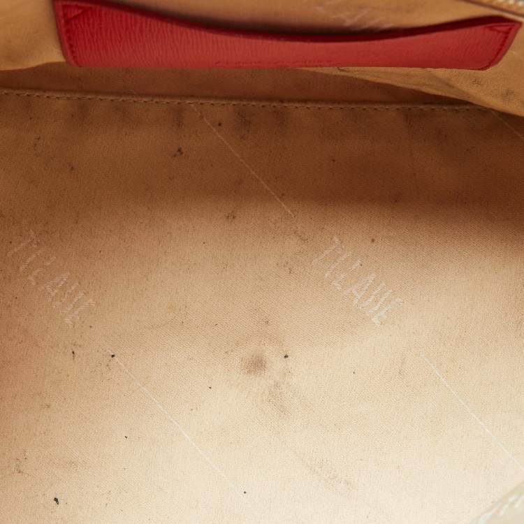 Pre Owned Alviero Martini 1A Classe Beige/Red Geo Print Coated Canvas and Leather Tote