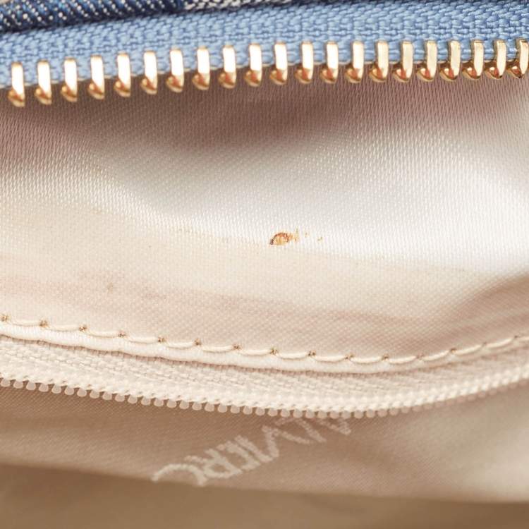 Pre Owned Alviero Martini 1A Classe Blue/Beige Denim and Leather Boston Bag