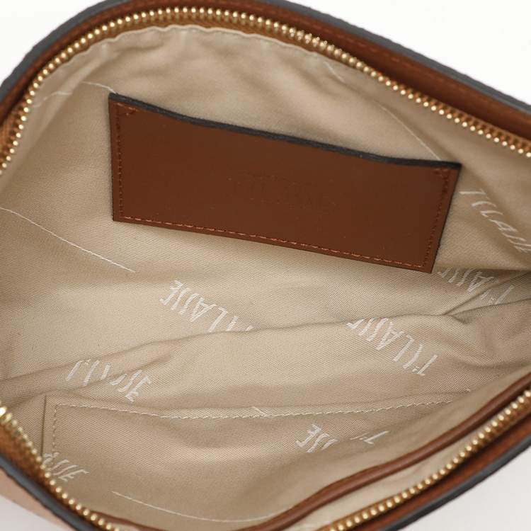 Pre Owned Alviero Martini 1A Classe Brown Geo Print Leather Clutch Wristlet Clutch