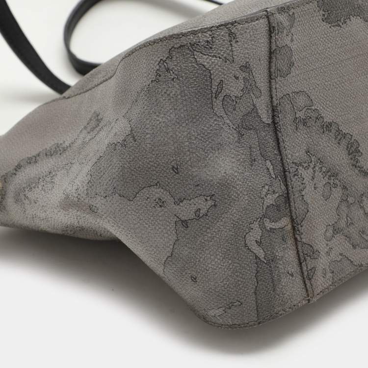 Pre Owned Alviero Martini 1A Classe Grey Coated Canvas and Leather Shoulder Bag