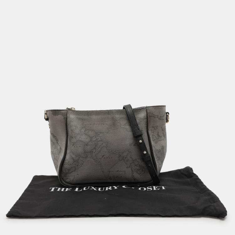 Pre Owned Alviero Martini 1A Classe Grey Coated Canvas and Leather Shoulder Bag