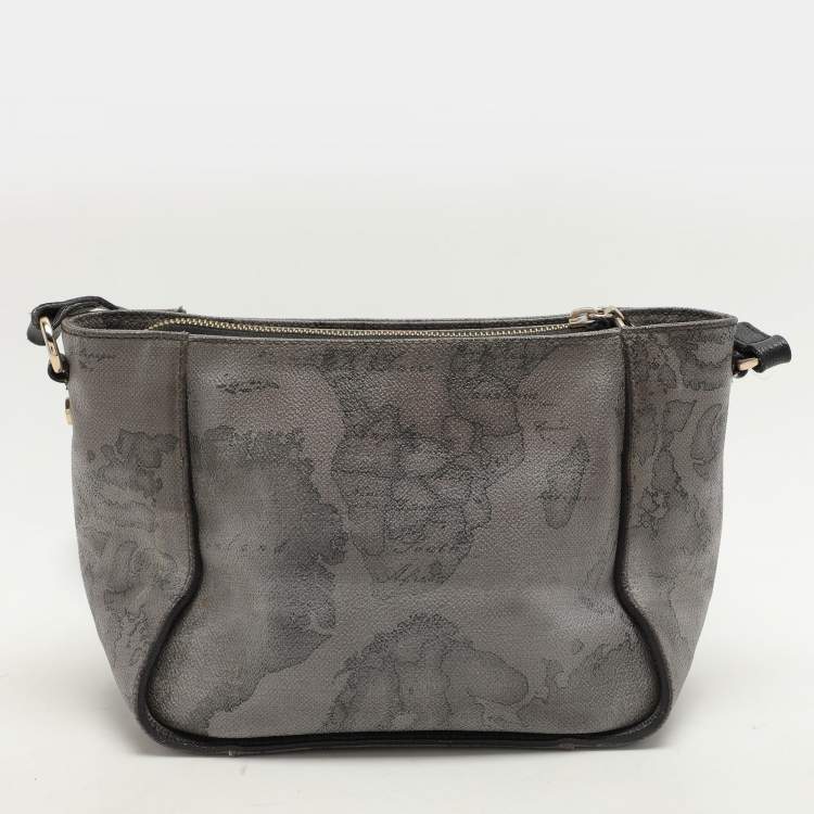 Pre Owned Alviero Martini 1A Classe Grey Coated Canvas and Leather Shoulder Bag