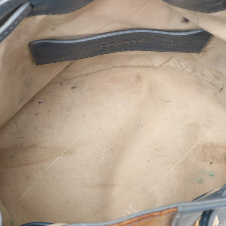 Pre Owned Alviero Martini 1A Classe Blue Leather Small Geo Bucket Bag
