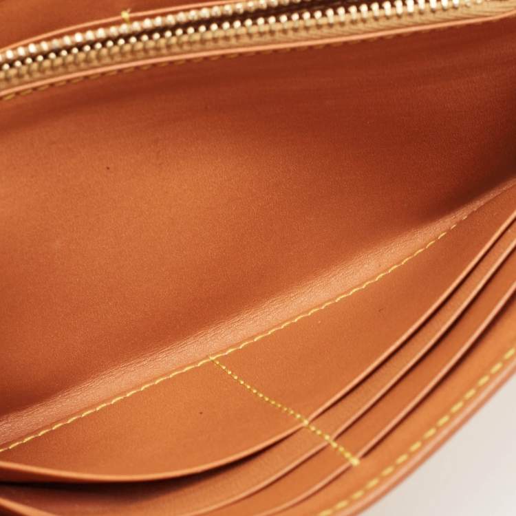 Pre Owned Alviero Martini 1A Classe Tan Geo Print Coated Canvas and Leather Flap Continental Wallet