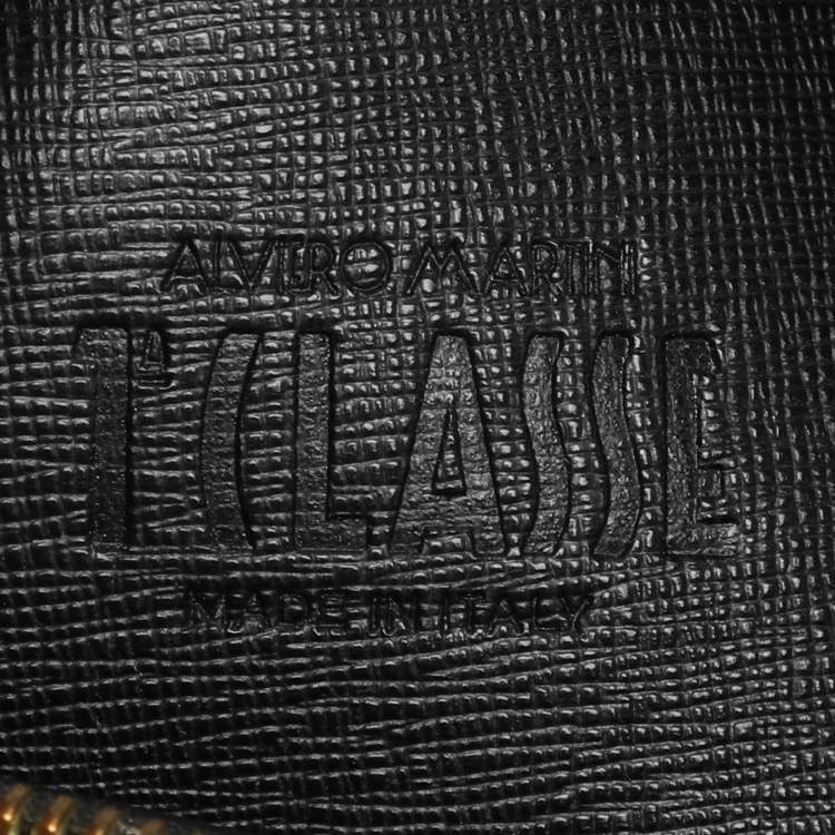 Pre Owned Alviero Martini 1A Classe Black Coated Canvas and Leather Satchel