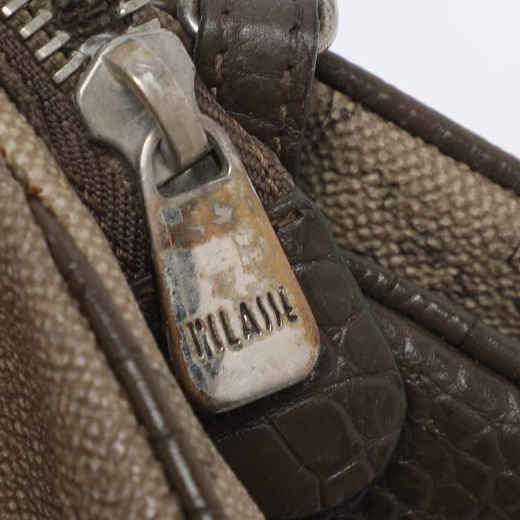 Pre Owned Alviero Martini 1A Classe Beige Coated Canvas Clutch